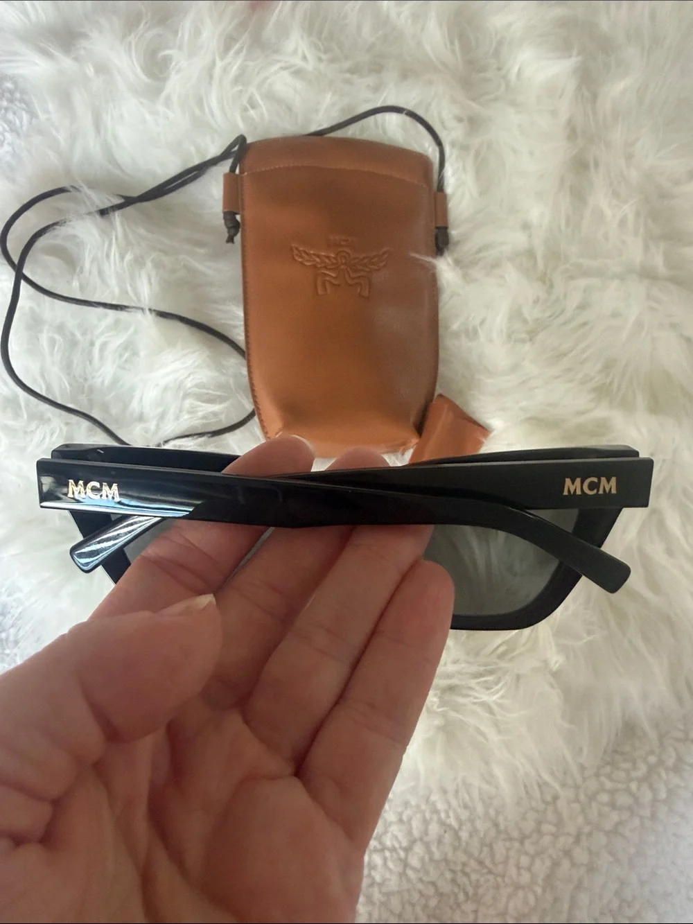 MCM NEW Leather Crossbody Pouch with Black Sunglasses